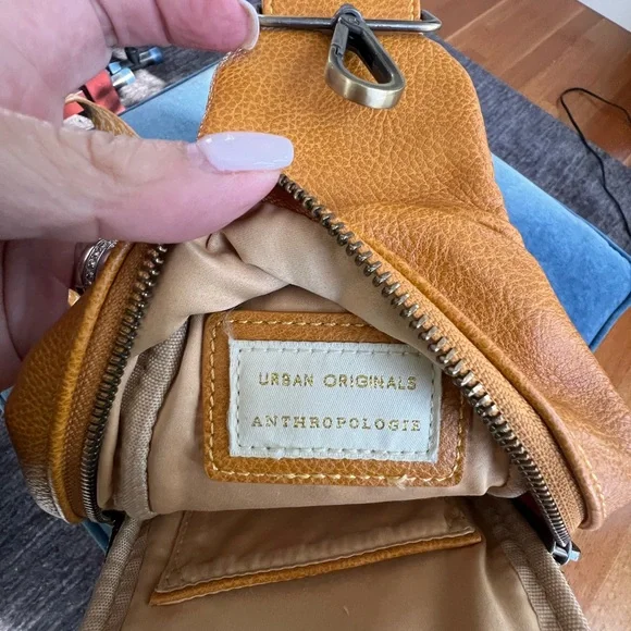 Anthropologie Liberty Sling Crossbody Bag Mustard Yellow Vegan Leather - Picture 5 of 9